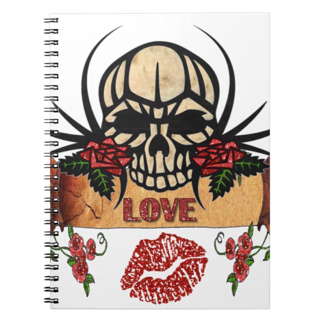 Carnet RAB Rockabilly Crâne Roses Love Lipstick (Devant)