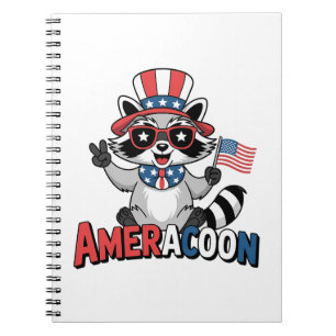 Carnet Raccoon Amérique patriotique 4 juillet Amérique