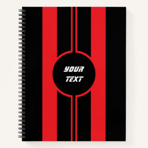 Carnet Racing Red Black Double Stripes Sports Personnalis