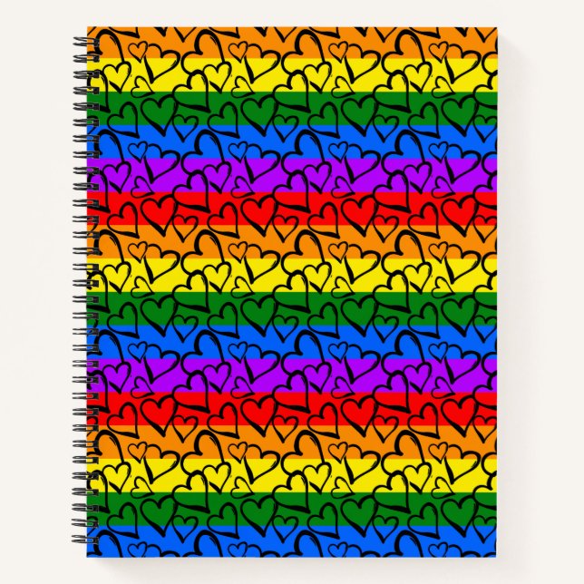 Carnet Rainbow Heart Motif (Devant)
