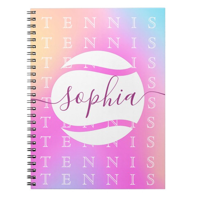Carnet Rainbow Tennis Typographie Ball & Girl Players Enf (Devant)