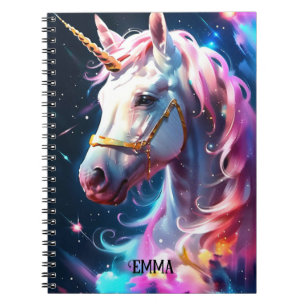 Carnet Rainbow Unicorn Head Nom personnalisé
