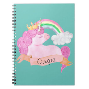 Carnet 🌈 Rainbow Unicorn Nom personnalisé