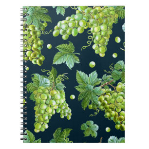Carnet Raisin vert : Aquarelle Motif foncé