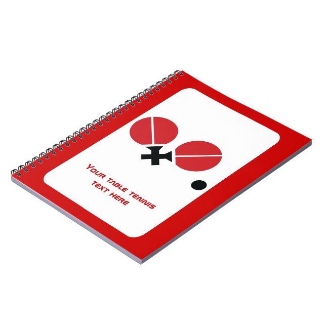 Carnet Raquettes de ping-pong de table et boule noir, rou (Côté gauche)