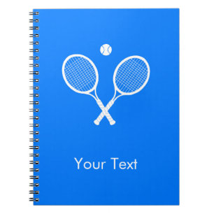 Carnet Raquettes de tennis blanc sur bleu Personnalisé
