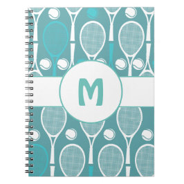 Carnet Raquettes de Tennis Bleu & Blanc Balles Nom du Jou