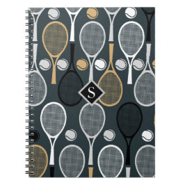 Carnet Raquettes de Tennis Personnalisées Monogramme Nom 