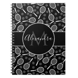 Carnet Raquettes et balles de tennis Motif Monogramme Nom