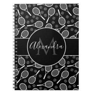 Carnet Raquettes et balles de tennis Motif Monogramme Nom
