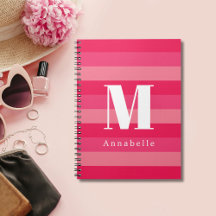 Raspberry Pink Strips Nom du monogramme personnali