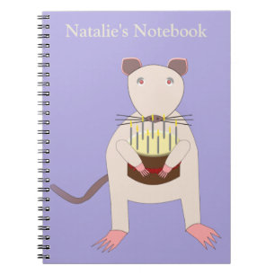 Carnet Rat de Siamese avec gâteau d'anniversaire personna
