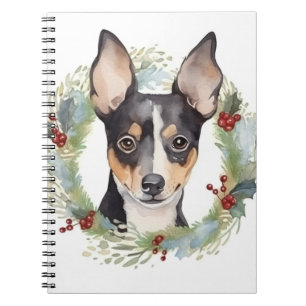Carnet Rat Terrier Fête de Noël Wreath Pup