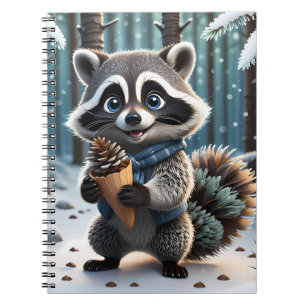Carnet Raton laveur de style Kawaii mignon avec un cône d