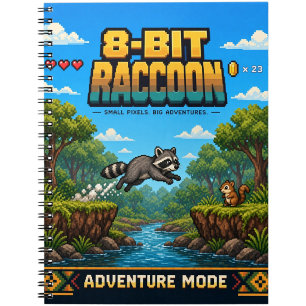 Carnet Raton laveur, Pixel Art Rétro 8 Bits