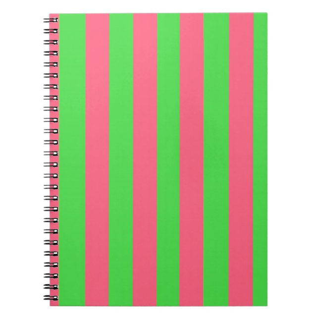 Carnet rayé rose et vert (Devant)