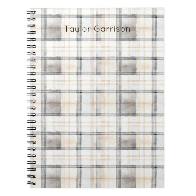 Carnet Rayes à carreaux gris jaune crème (Devant)
