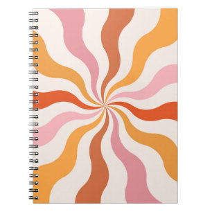 Carnet Rayons solaires ondulés de style rétro coloré
