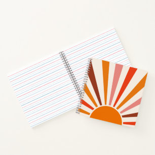 Carnet Rayons Soleil Rétro Coucher Soleil Orange Jaune Ro