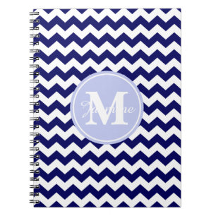 Carnet Rayure blanche de zigzag de Chevron de marine