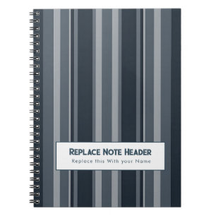 Carnet Rayure verticale personnalisée bleu gris