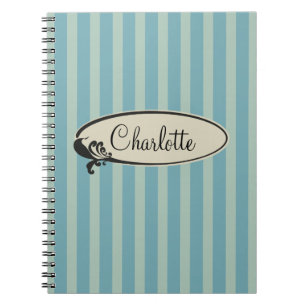 Carnet Rayures bleues vintages personnalisées
