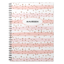 Rayures Blush Modernes Points Dorés Personnaliser
