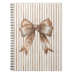 Carnet Rayures Crème Marron Nœud Papillon Cocoa