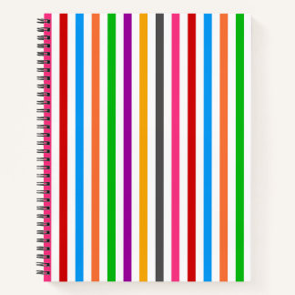 Carnet Rayures de lignes arc-en-ciel colorées - Blanc