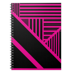 Carnet Rayures de triangles en magenta et noir