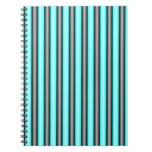 Carnet Rayures d'effet en métal 3D noir et bleu néon mode