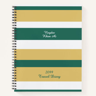Carnet Rayures d'harmonie Vert Or Blanc