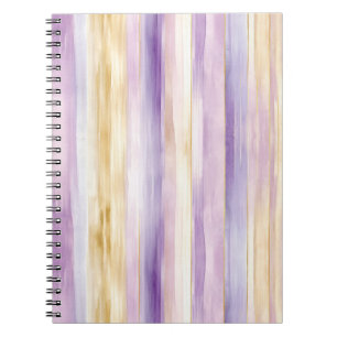 Carnet Rayures d'iris crème violet  