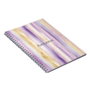 Carnet Rayures d'iris crème violet