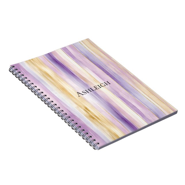 Carnet Rayures d'iris crème violet   (Côté Droit)