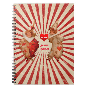 Carnet Rayures et clowns vintage de la Saint-Valentin ave