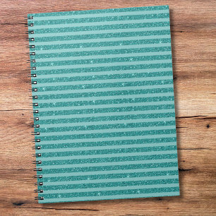 Carnet Rayures Horizontales de Style Pailleté Vert Cyan
