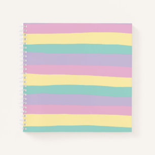 Carnet Rayures irrégulières - Rose pastel, Jaune, Violet