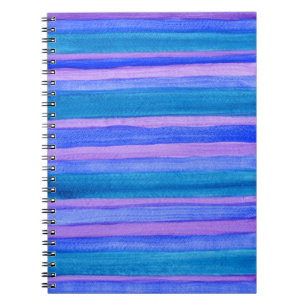 Carnet Rayures peintes : Teal, bleu, violet