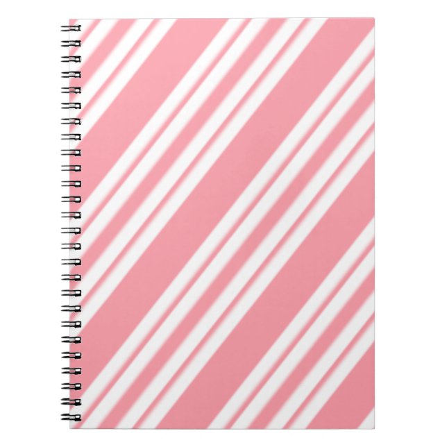 Carnet Rayures rose clair et blanc (Devant)