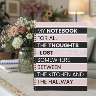 Carnet Rayures roses et noires ludiques