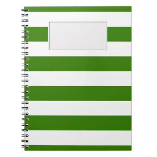 Carnet Rayures vertes sur toute couleur avec l'étiquette
