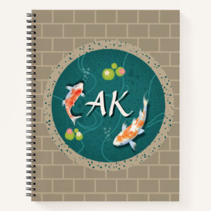 Carnet Réaliste Vert Japonais Koi Poisson Pond