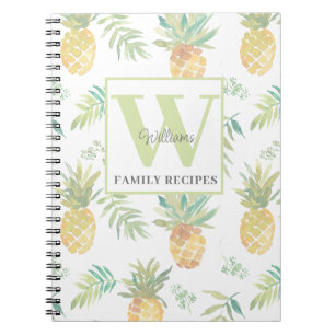 Carnet Recette d'ananas tropicale Monogramme