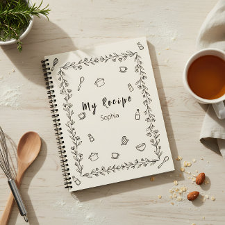 Carnet Recette de cuisine élégante minimaliste