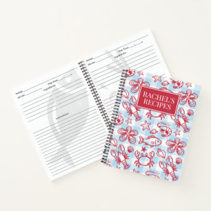 Carnet Recette de cuisine gingham de fruits de mer côtier