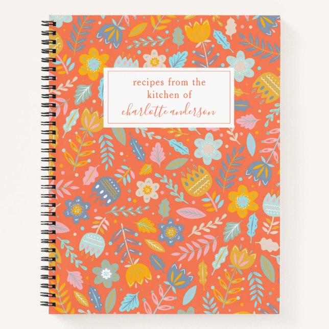 Carnet Recette de cuisine personnalisée Fleurs joueuses F (Devant)