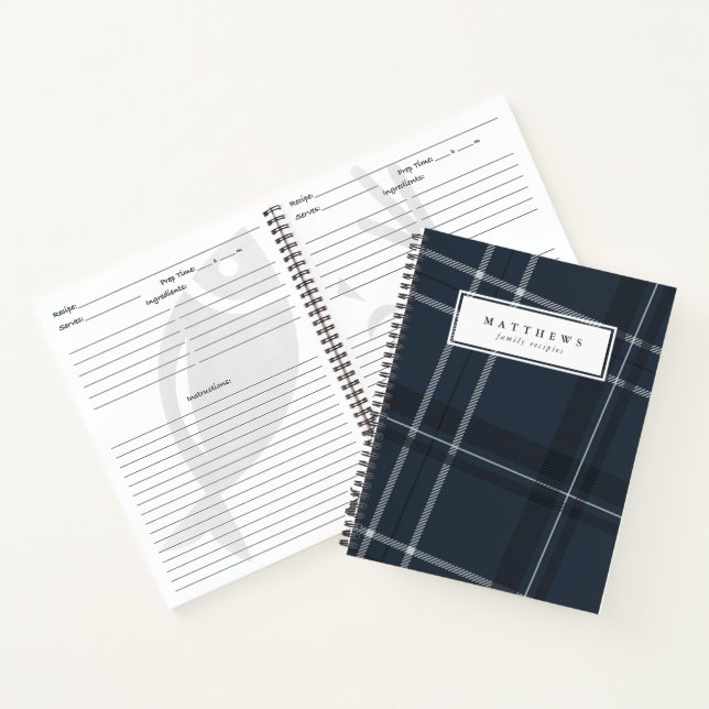 Carnet Recette de famille classique de marine plaid perso (Intérieur)
