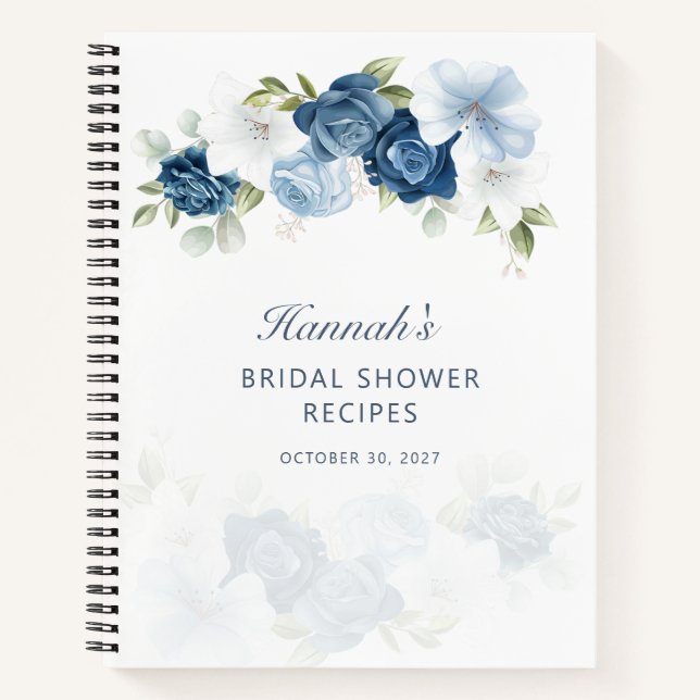 Carnet Recette de Fête des mariées florale bleu poussiére (Devant)