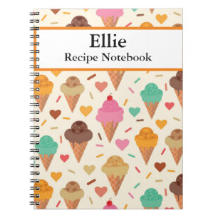 Carnet Recette de motif de cône de crème glacée personnal